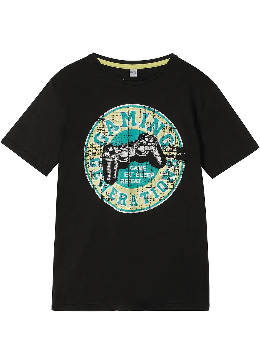 T-Shirt aus Bio Baumwolle in schwarz von vorne - bonprix