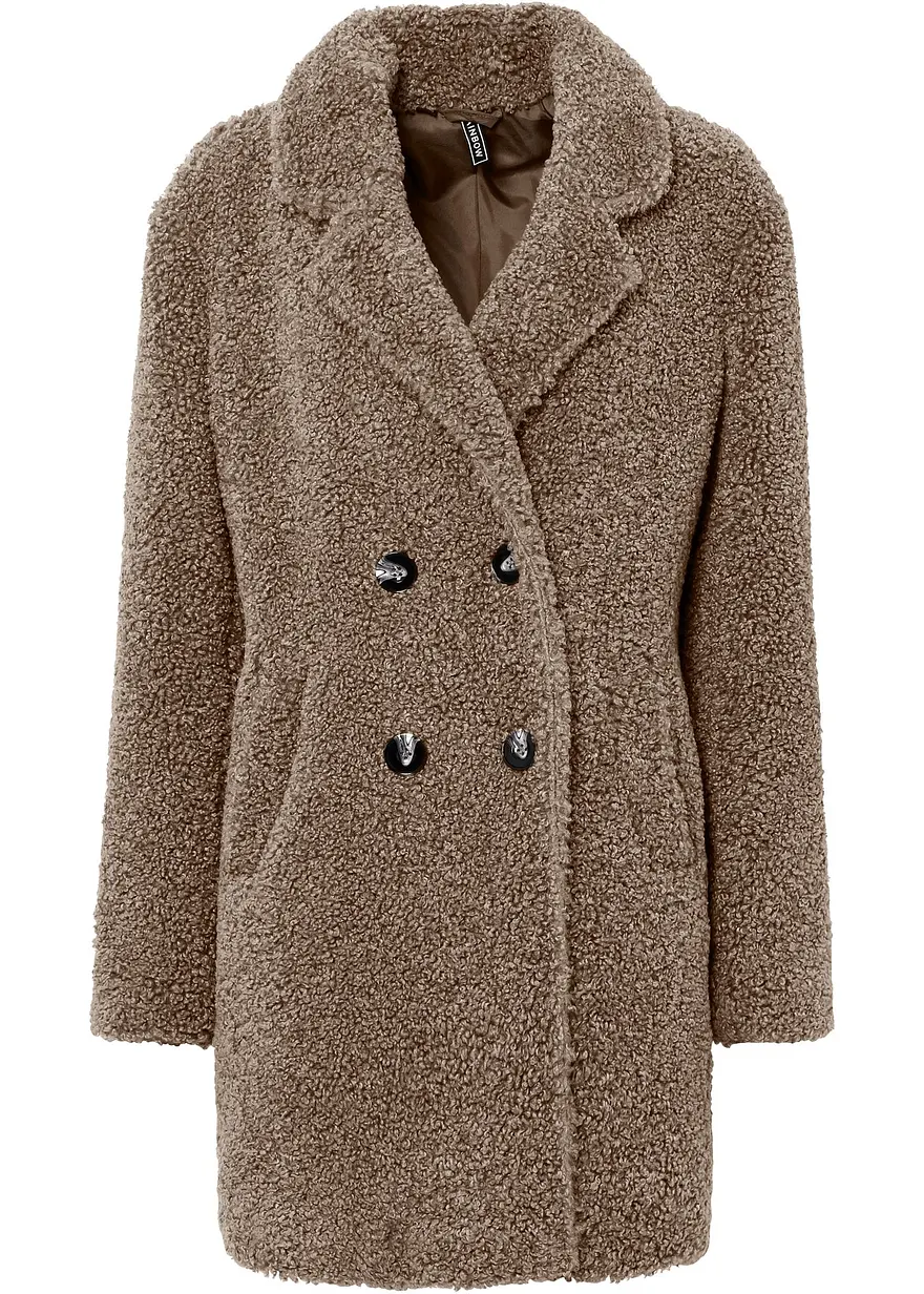 Oversized Kurzmantel in Wolloptik in braun von vorne - bonprix