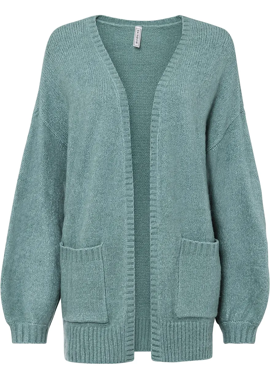 Oversize-Strickjacke in grün von vorne - bonprix