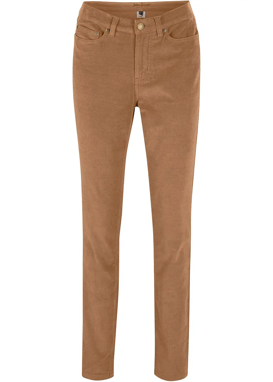 Stretch-Cordhose, Skinny in braun von vorne - bonprix