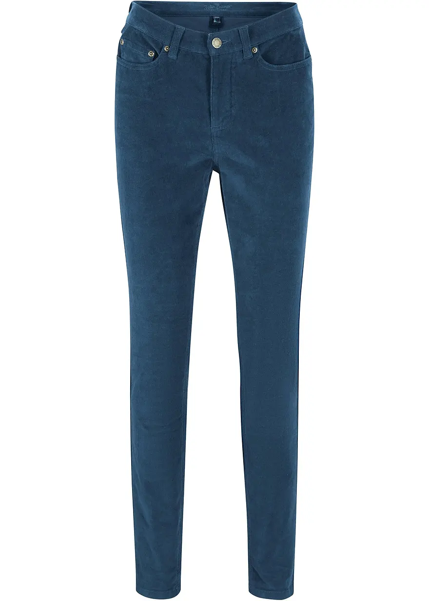 Stretch-Cordhose, Skinny in blau von vorne - bonprix