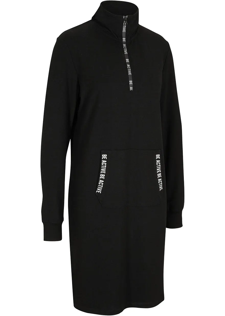 Weiches Sweatkleid in schwarz von vorne - bonprix