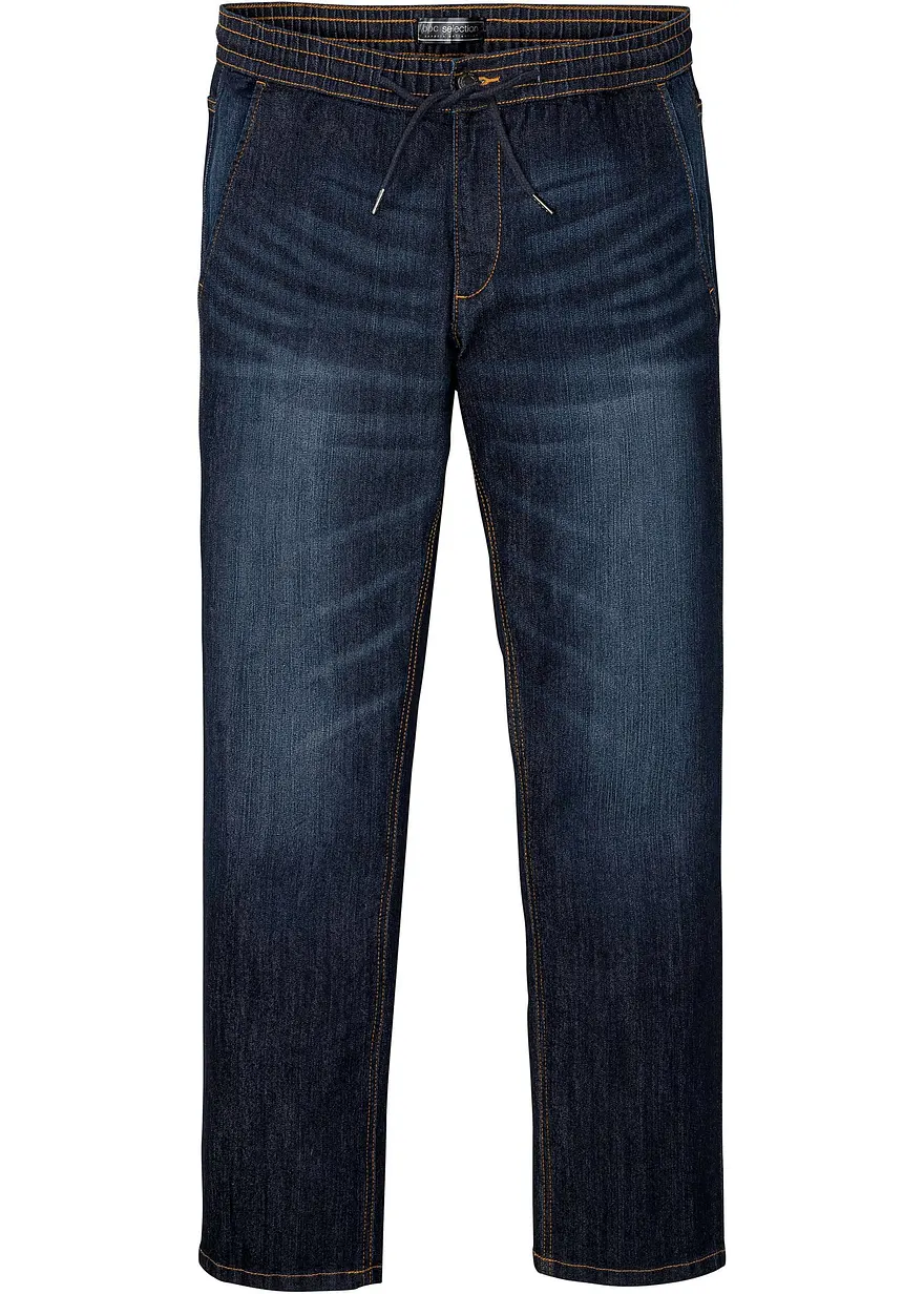 Leichte Regular Fit Schlupfjeans, Straight in blau von vorne - bonprix
