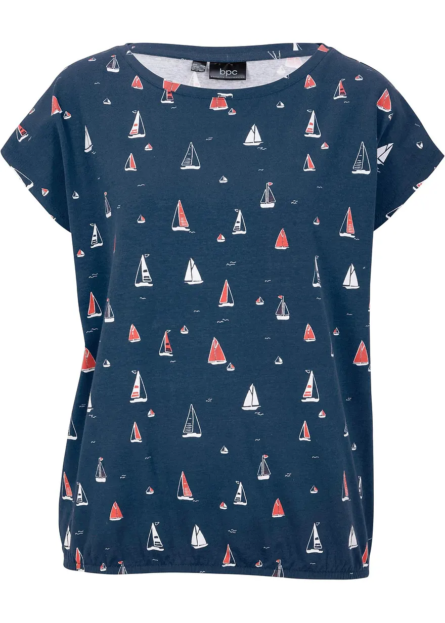 Lässiges Shirt, kurzarm in blau von vorne - bonprix
