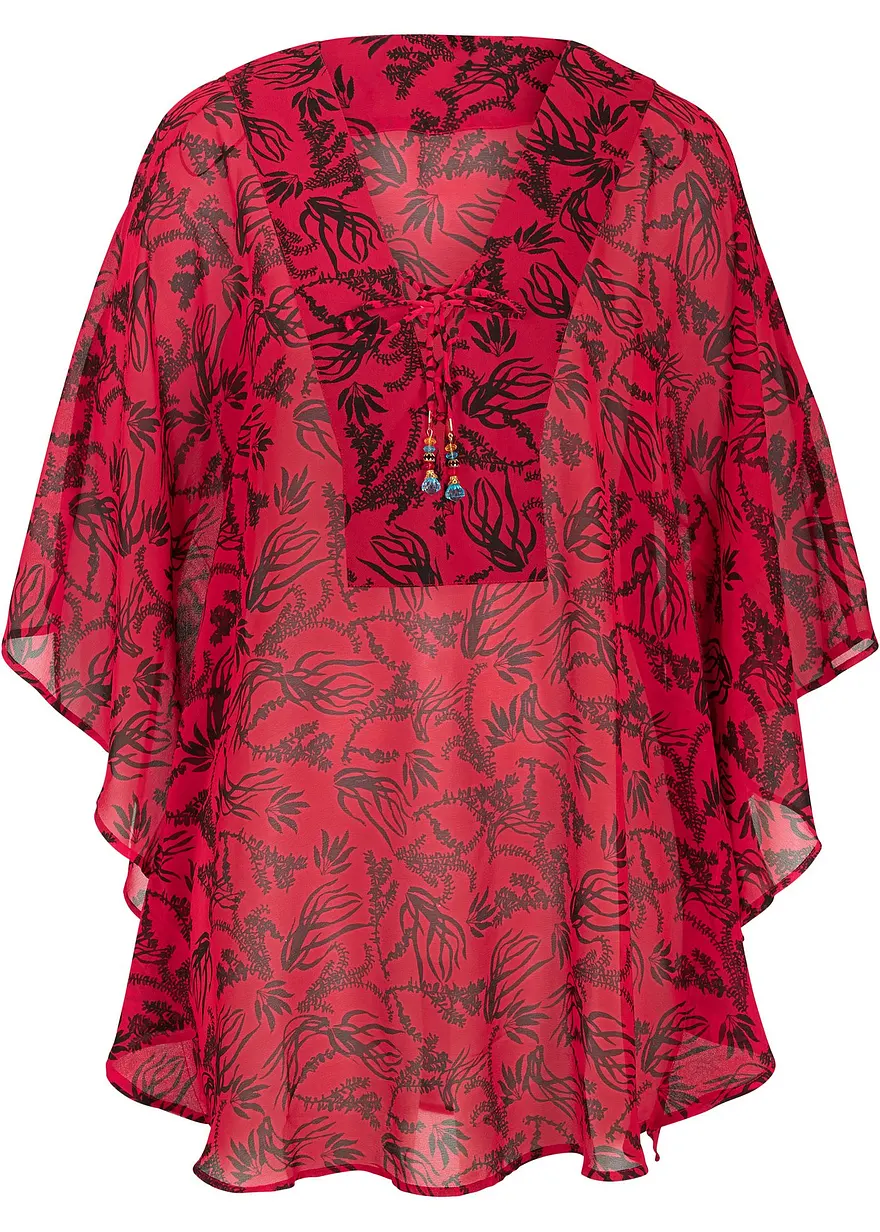 Chiffon Strand Tunika in rot von vorne - bonprix