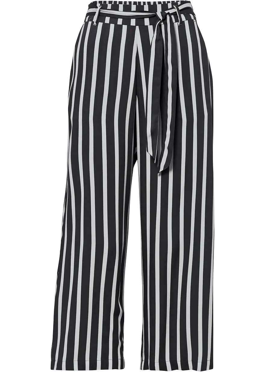 Palazzo-Hose mit hohem Bund in schwarz von vorne - bonprix