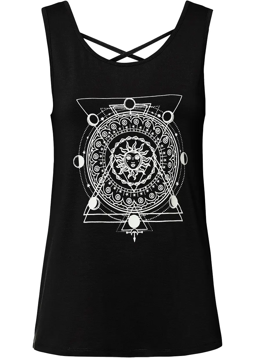 Shirt mit Druck in schwarz von vorne - bonprix