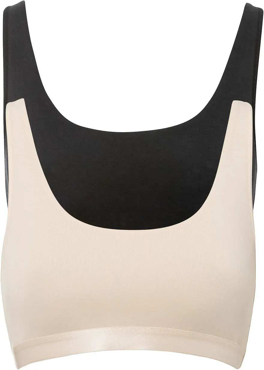 Bustier mit Bio-Baumwolle (2er Pack) in schwarz von vorne - bonprix