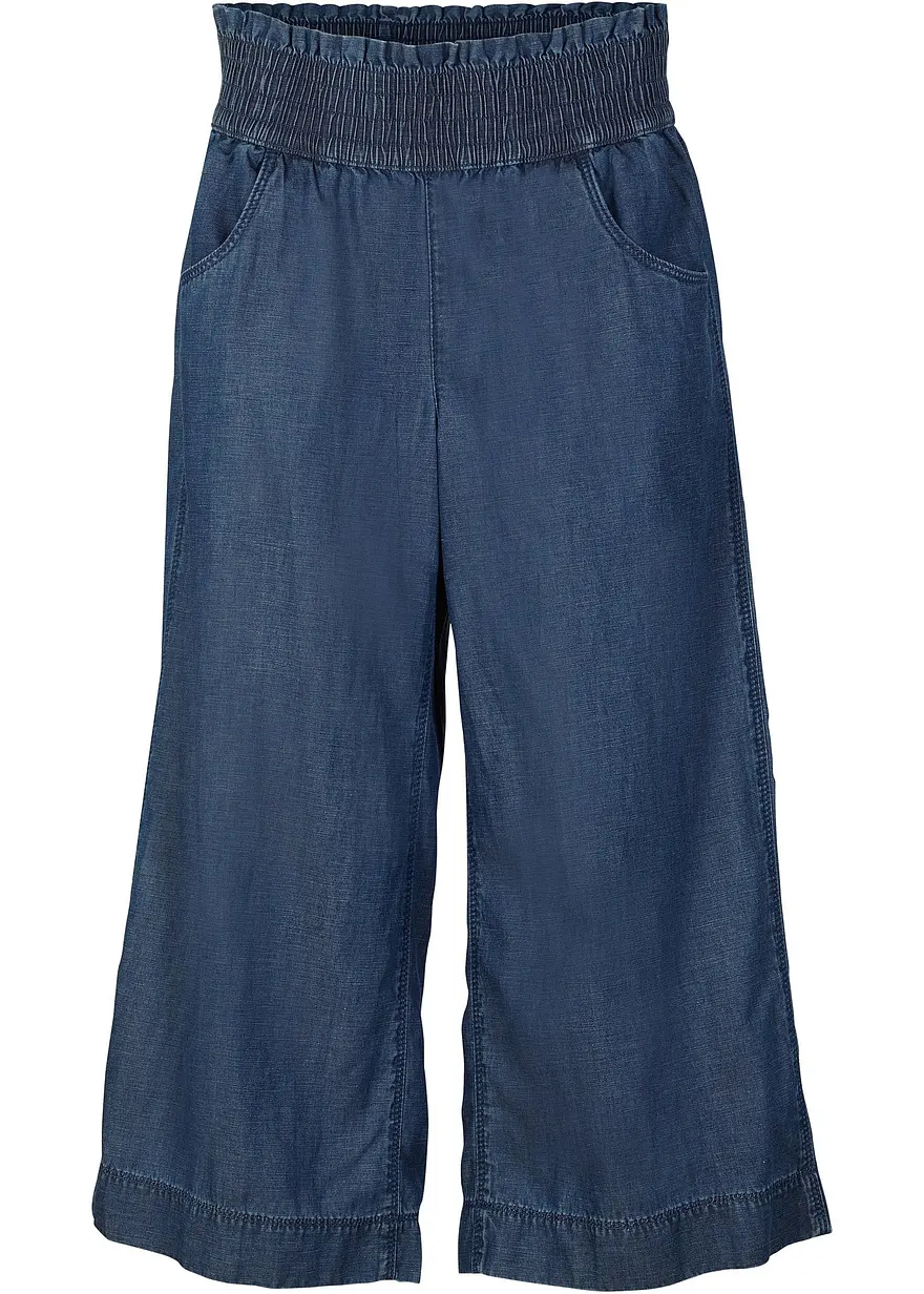 Culotte aus leichter, fließender Viskose- Tencel in blau von vorne - bonprix