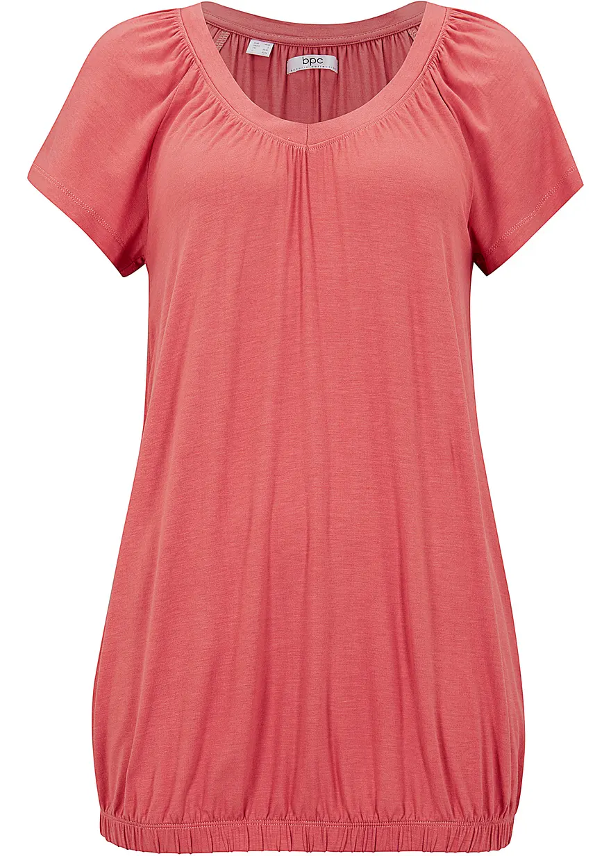 Shirt aus Viskose-Mix, kurzarm in rosa von vorne - bonprix