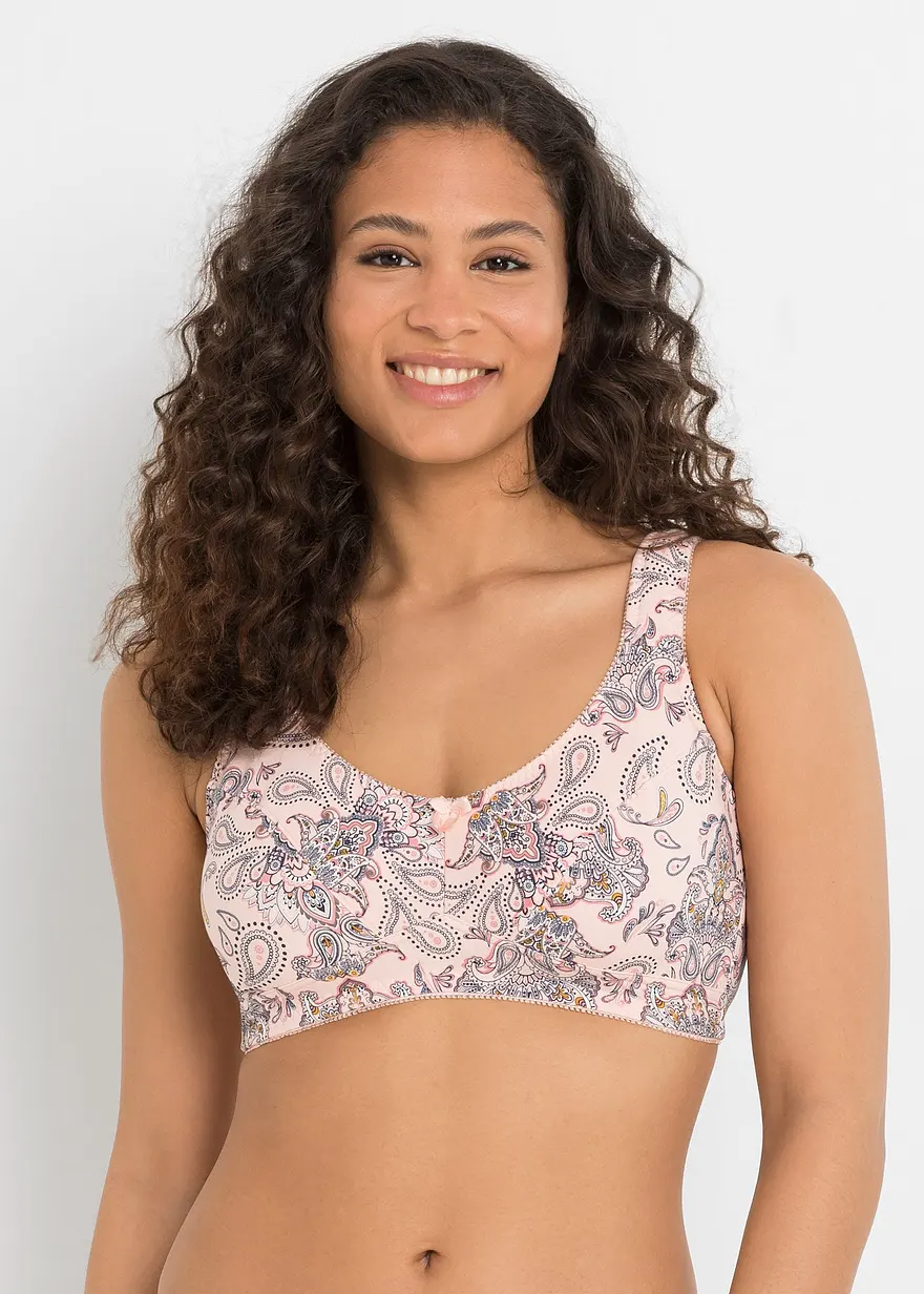 BH ohne Bügel mit Bio-Baumwolle (3er Pack) in rosa von vorne (im Anschnitt) - bonprix