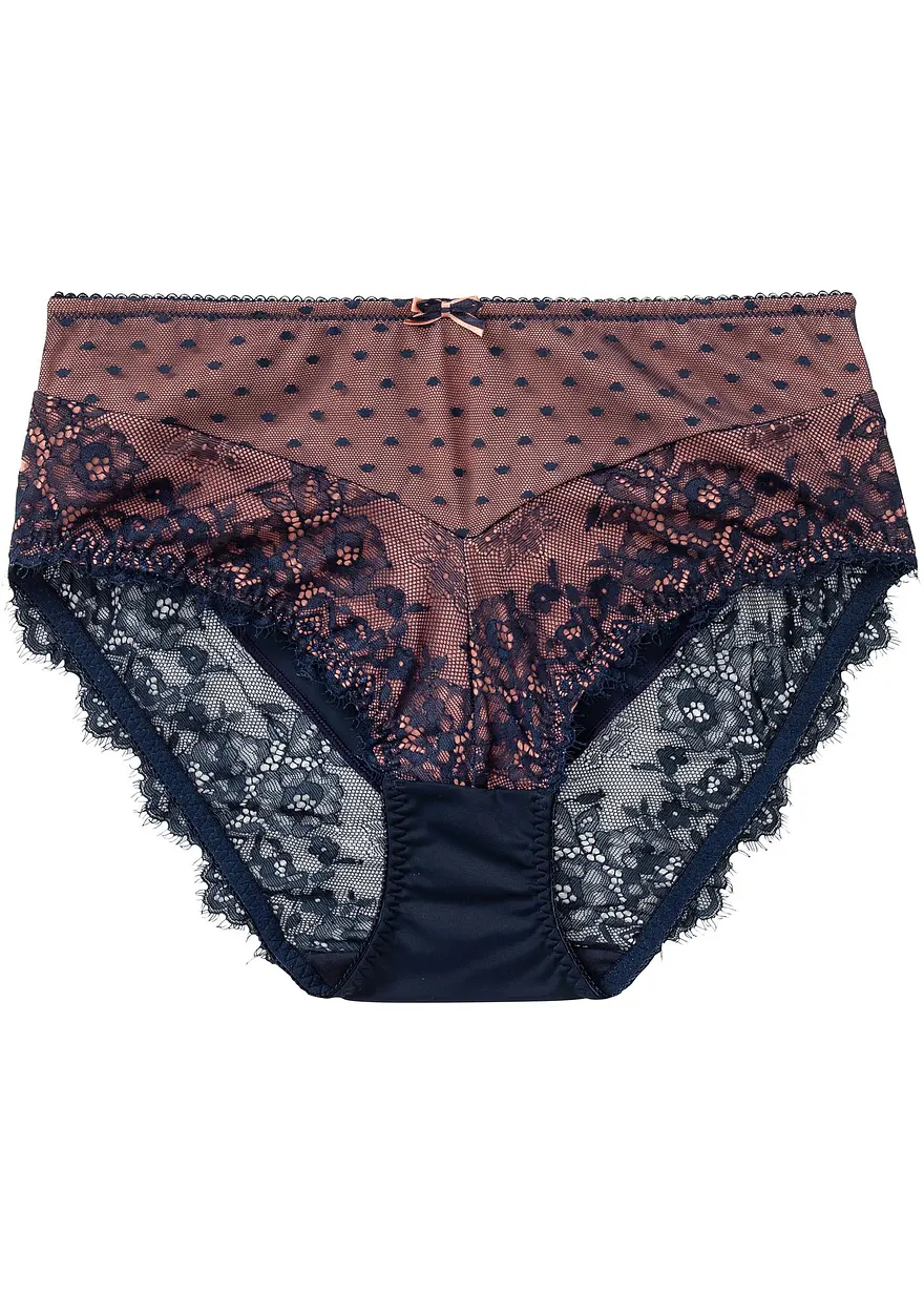 Maxislip mit zarter Spitze in blau von vorne - bonprix