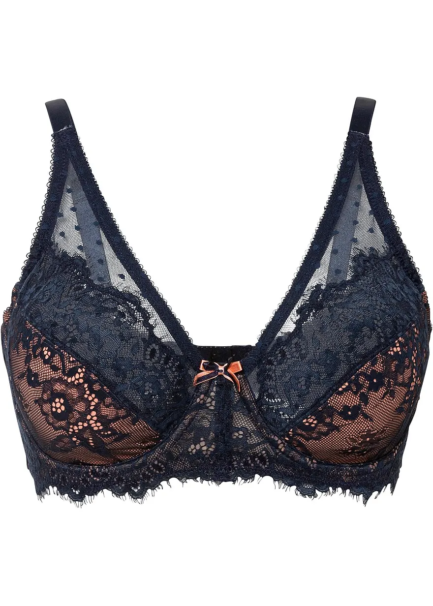 Minimizer-BH mit filigraner Spitze in blau von vorne - bonprix
