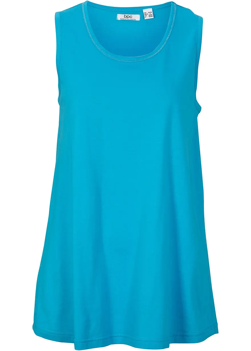 Long-Top aus softem Viskose-Mix in blau von vorne - bonprix