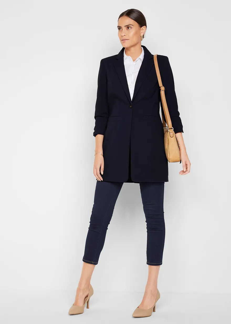 Long-Blazer in blau im Look von vorne (Totalaufnahme) - bonprix