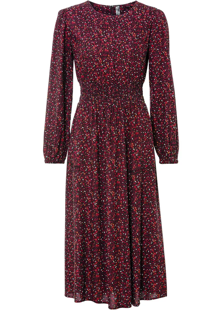 Midikleid mit Blumenprint in rot von vorne - bonprix