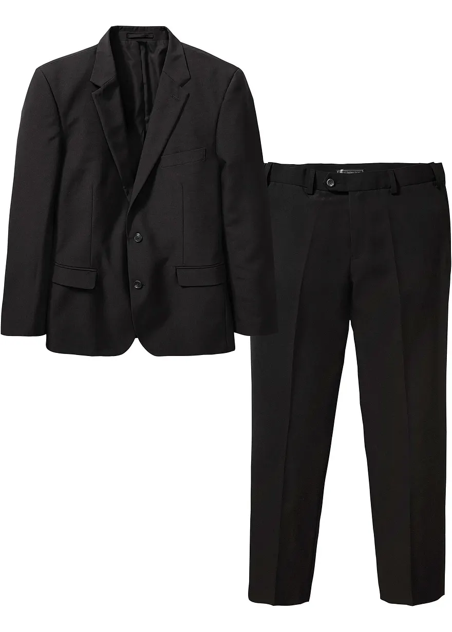 Anzug (2-tlg.Set), Slim Fit in schwarz von vorne - bonprix