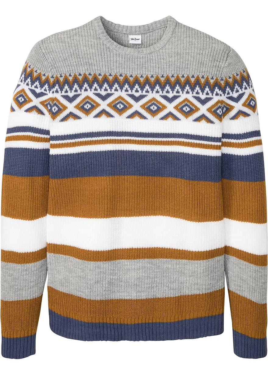 Norweger-Pullover in braun von vorne - bonprix