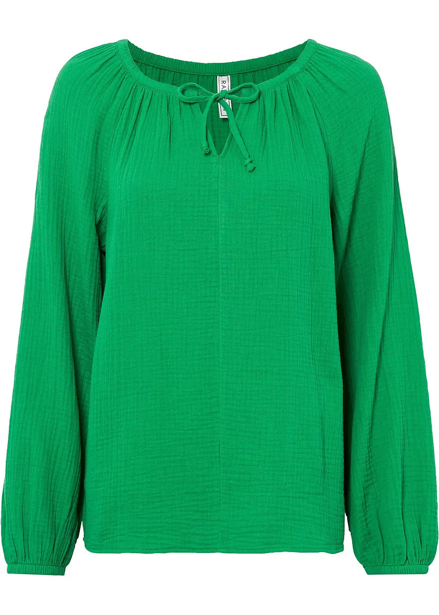 Musselin-Bluse aus Baumwolle in grün von vorne - bonprix