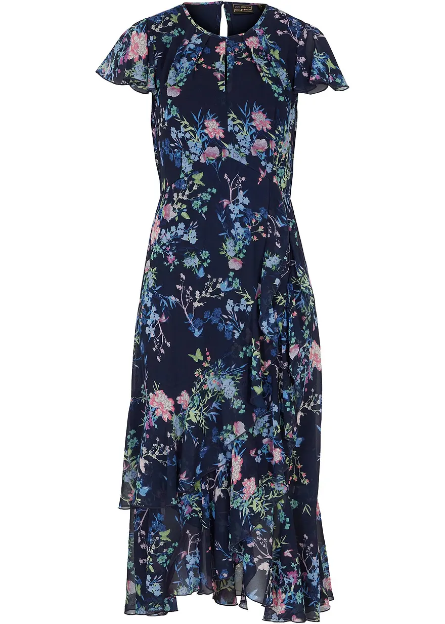 Chiffonkleid in blau von vorne - bonprix