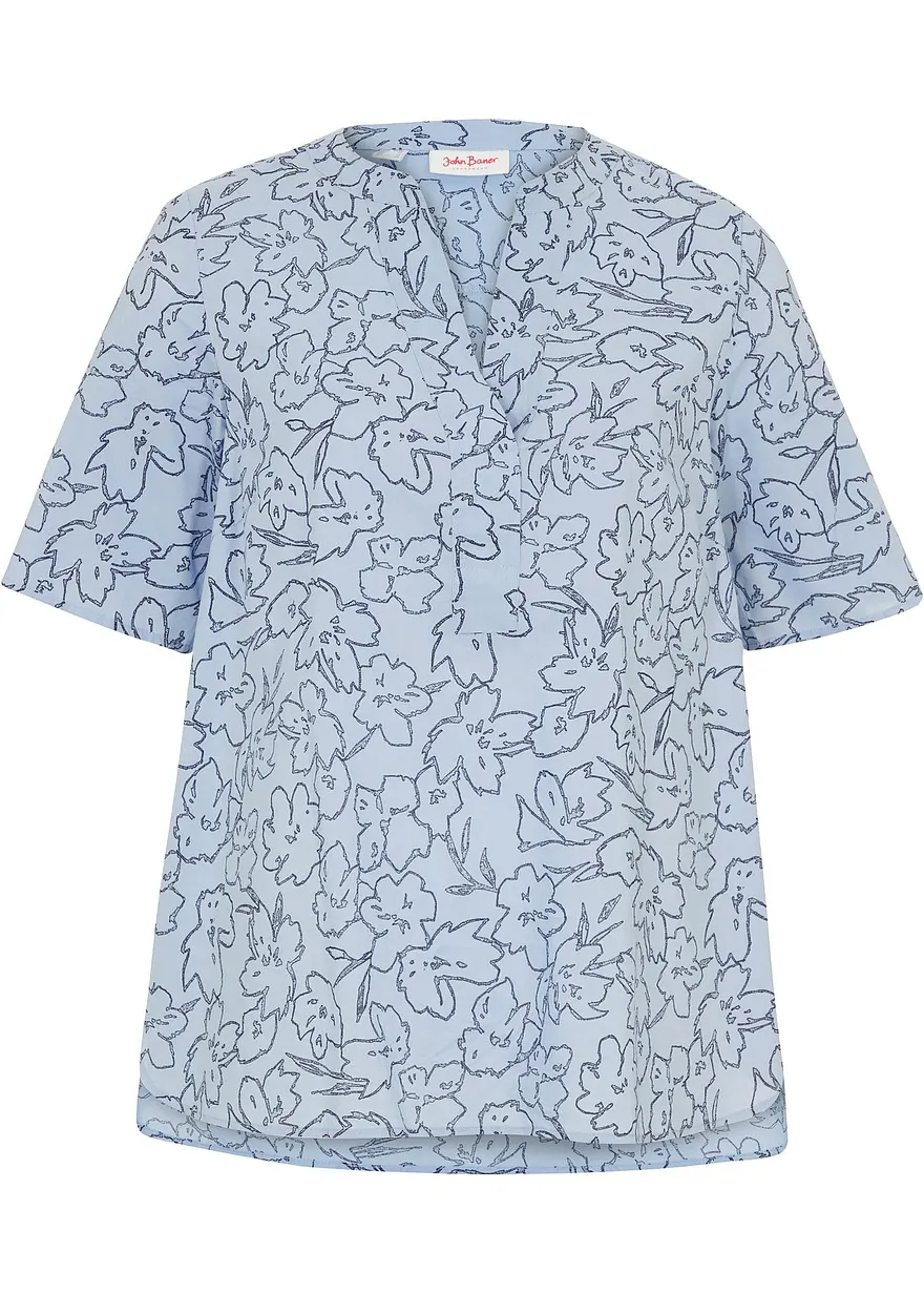 Tunikabluse aus reiner Baumwolle in blau von vorne - bonprix