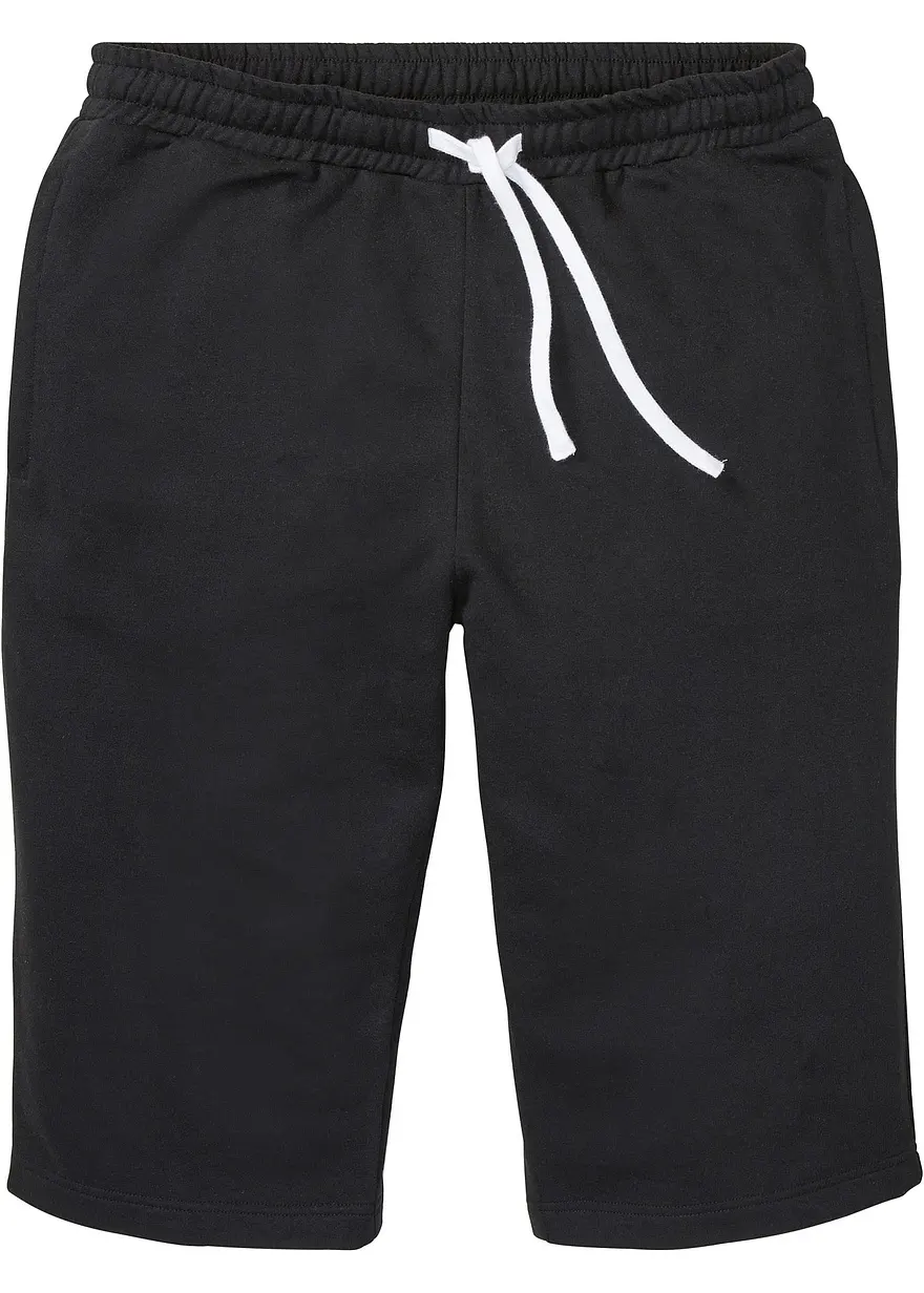 Sweat-Longbermuda in schwarz von vorne - bonprix