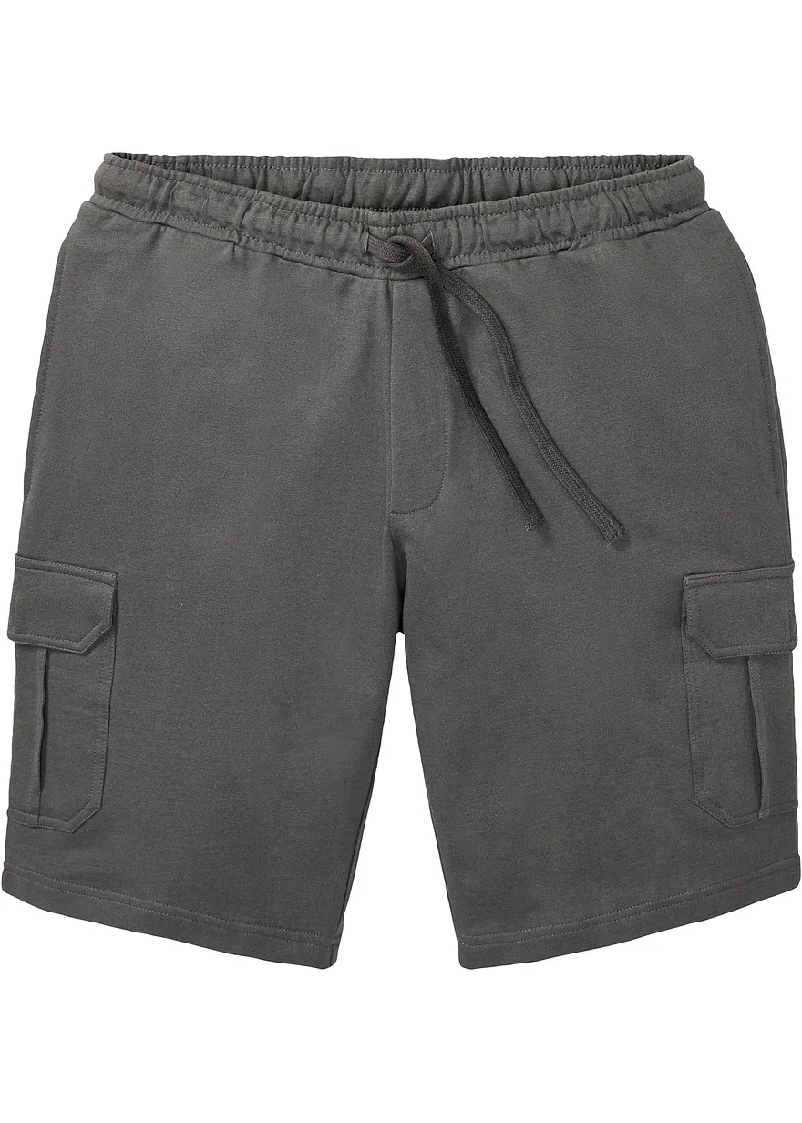 Cargo-Sweat-Bermuda in grau von vorne - bonprix