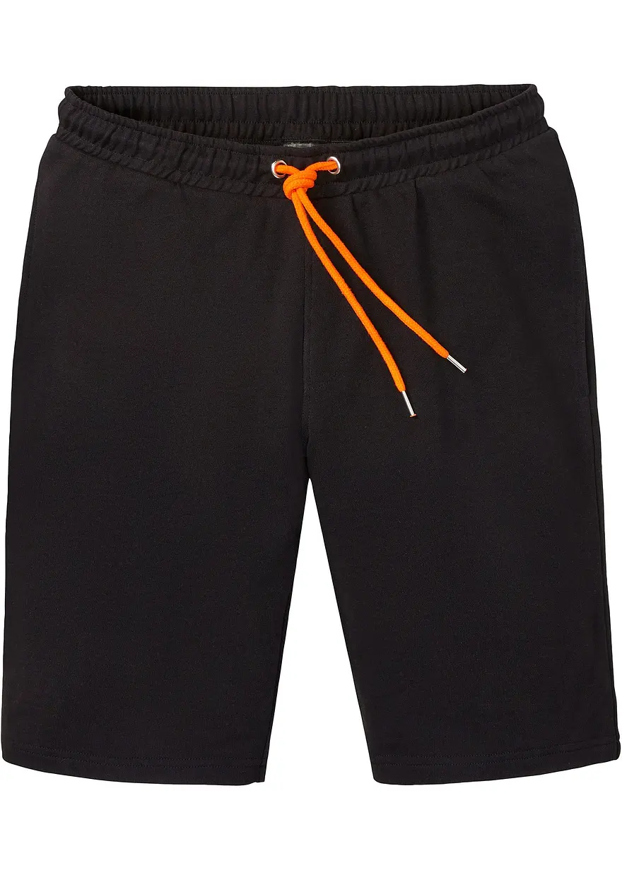 Sweat-Bermuda aus reiner Baumwolle in schwarz von vorne - bonprix