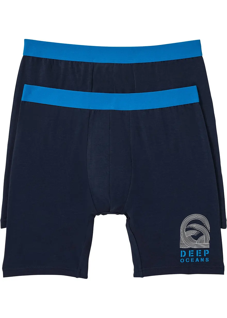 Lange Boxershorts eng (2er Pack) in blau von vorne - bonprix