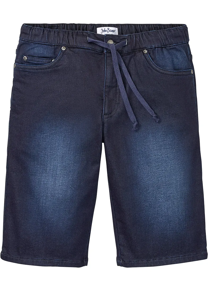 Sweat-Jeans-Bermuda mit Komfortschnitt, Regular Fit in blau von vorne - bonprix