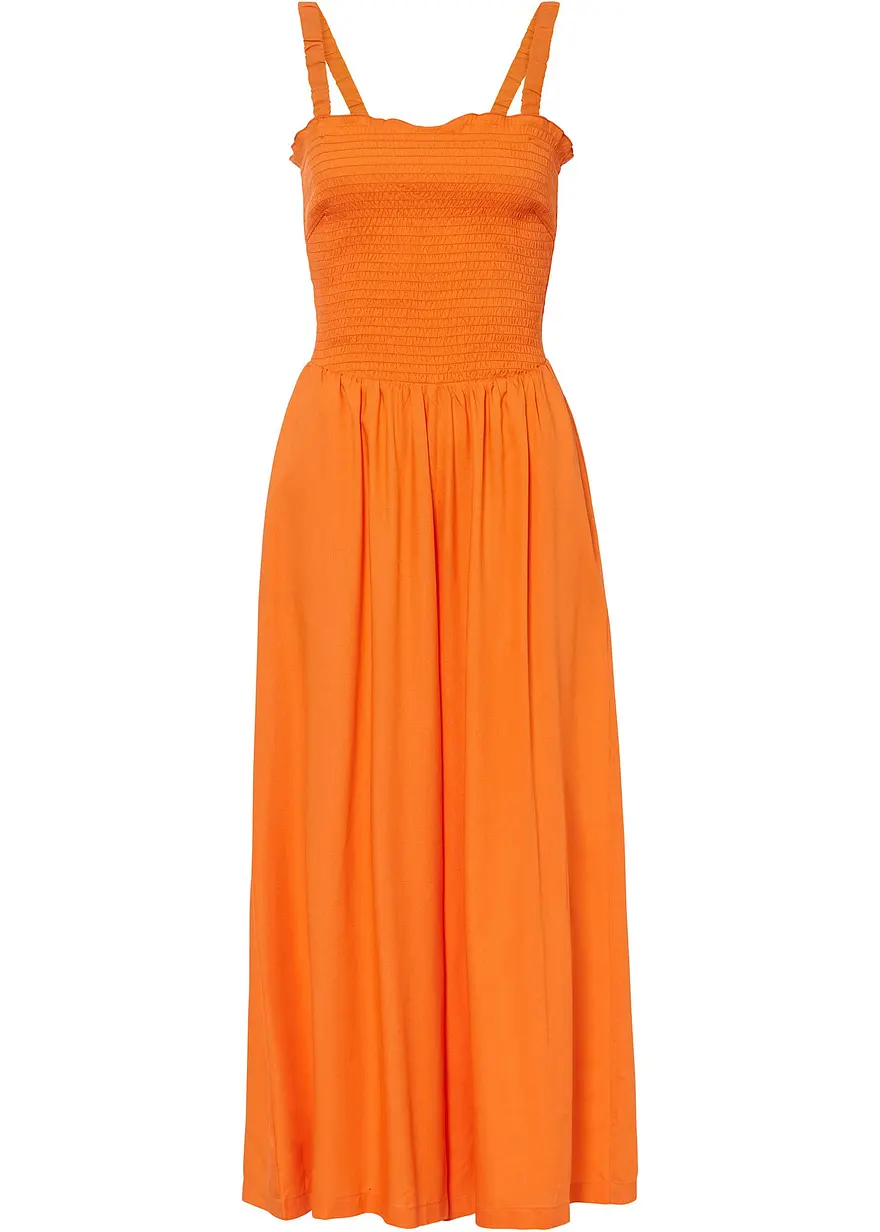 Jumpsuit aus fließender Viskose in orange von vorne - bonprix