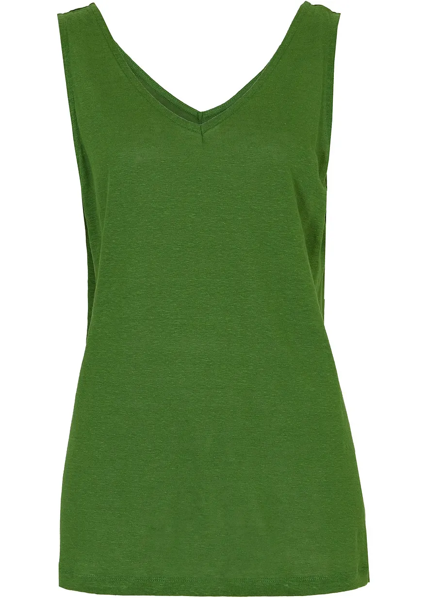 Leinen-Tanktop in grün von vorne - bonprix