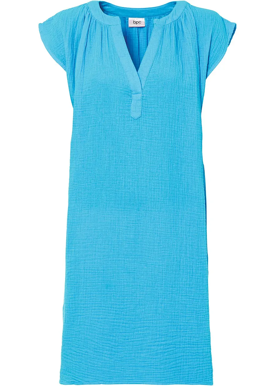 Minikleid aus reiner Baumwolle in blau von vorne - bonprix