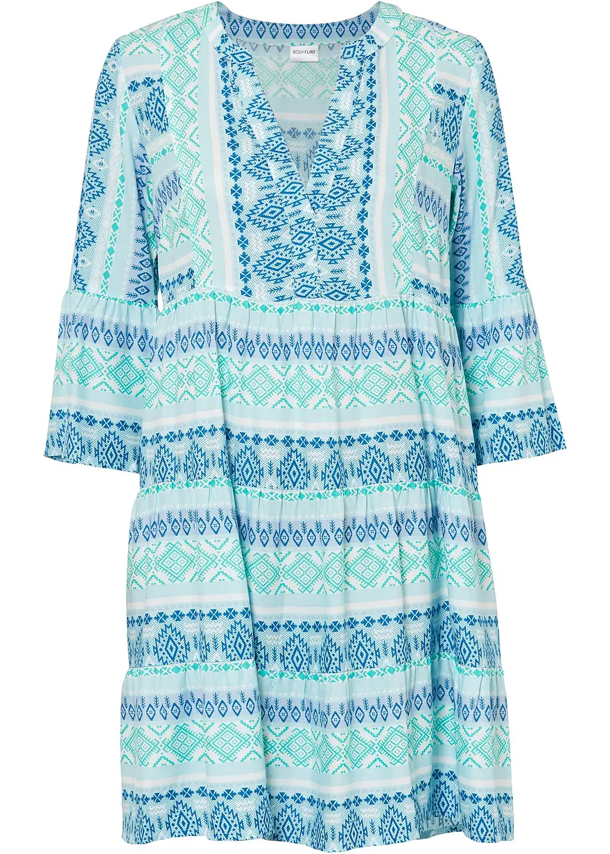 Tunika-Kleid aus fließender Viskose in blau von vorne - bonprix