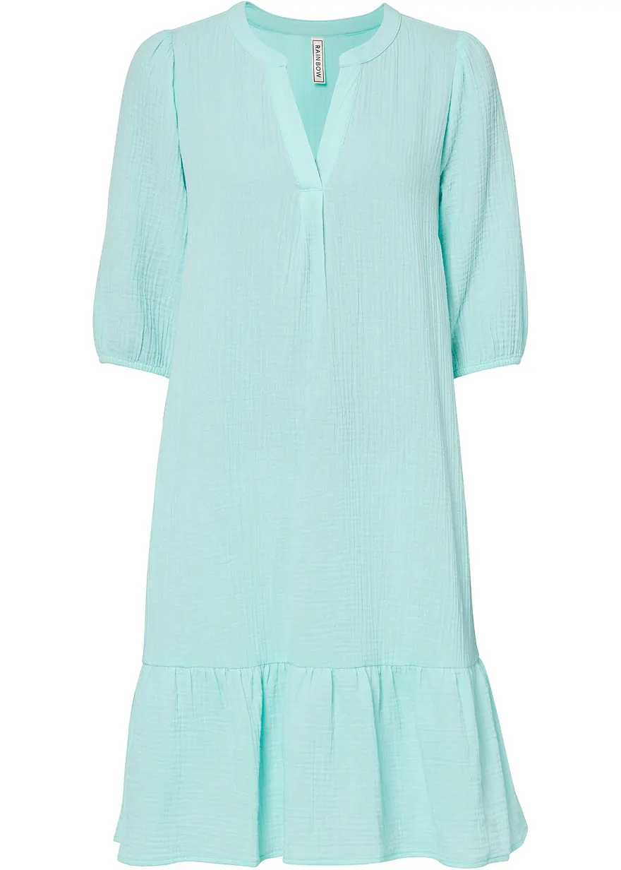 Kleid aus Musselin in grün von vorne - bonprix