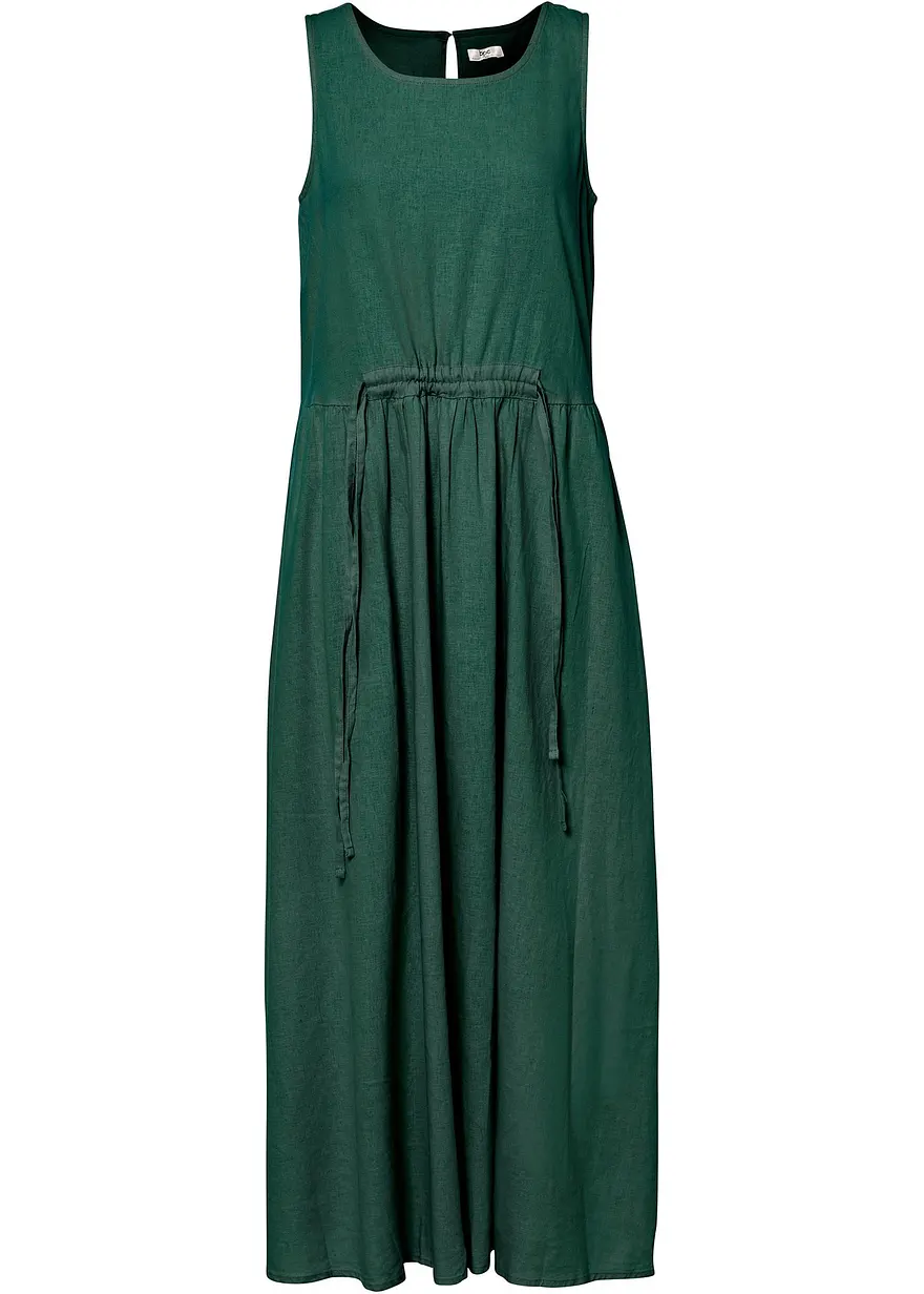 Maxikleid aus leichtem Leinen-Viskose-Mix in grün von vorne - bonprix