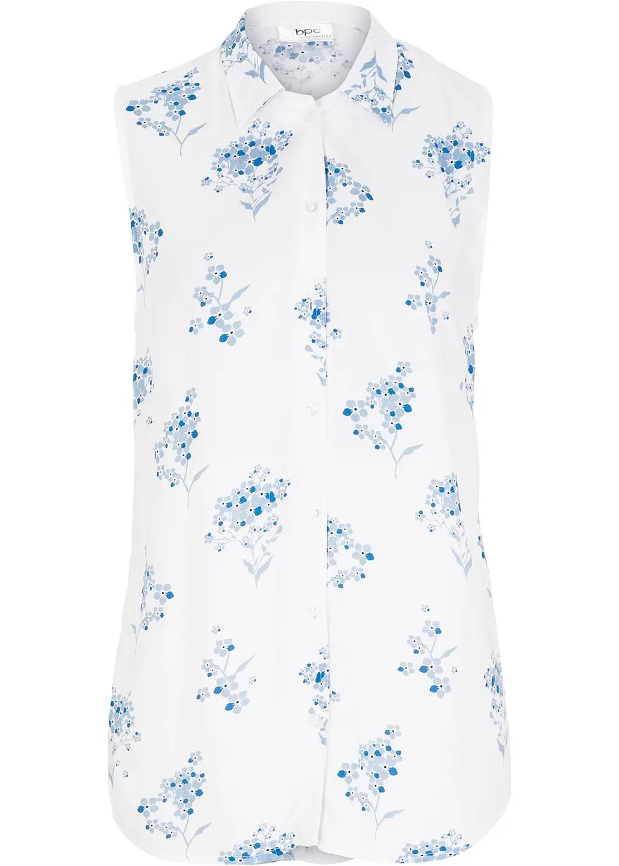 Viskose-Bluse, ärmellos in weiß von vorne - bonprix
