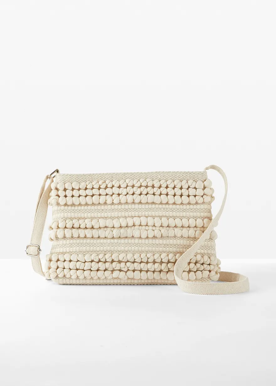 Stoffumhängetasche in beige von vorne - bonprix