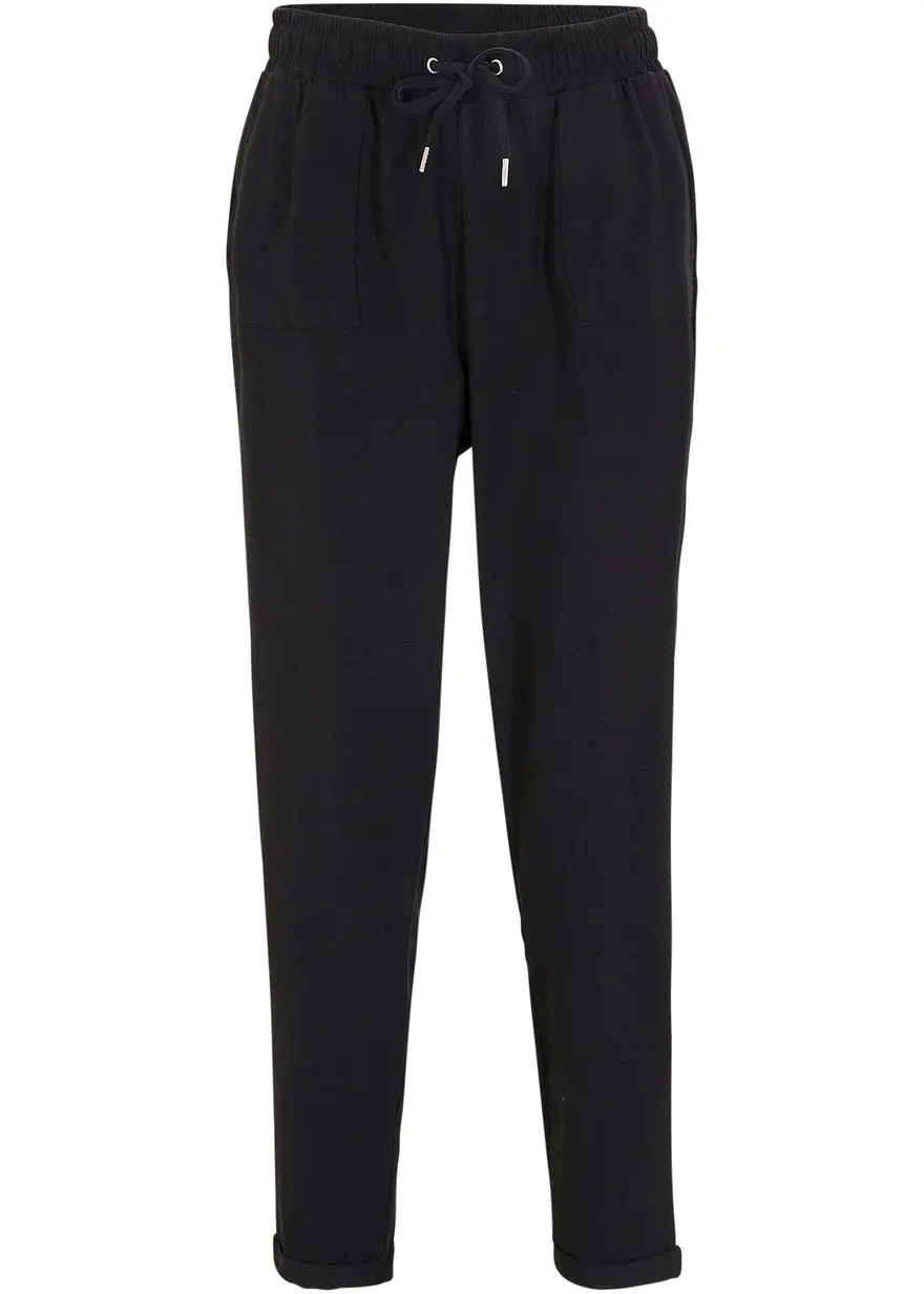 Jersey-Hose aus elastischem Baumwoll-Mix in schwarz von vorne - bonprix