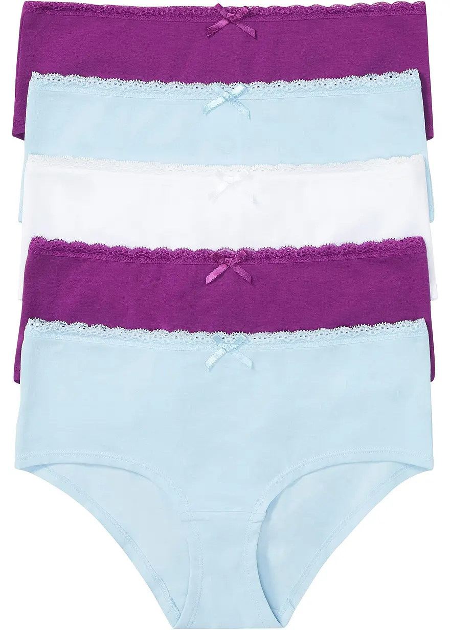 Panty mit Bio-Baumwolle (5er Pack) in lila von vorne - bonprix