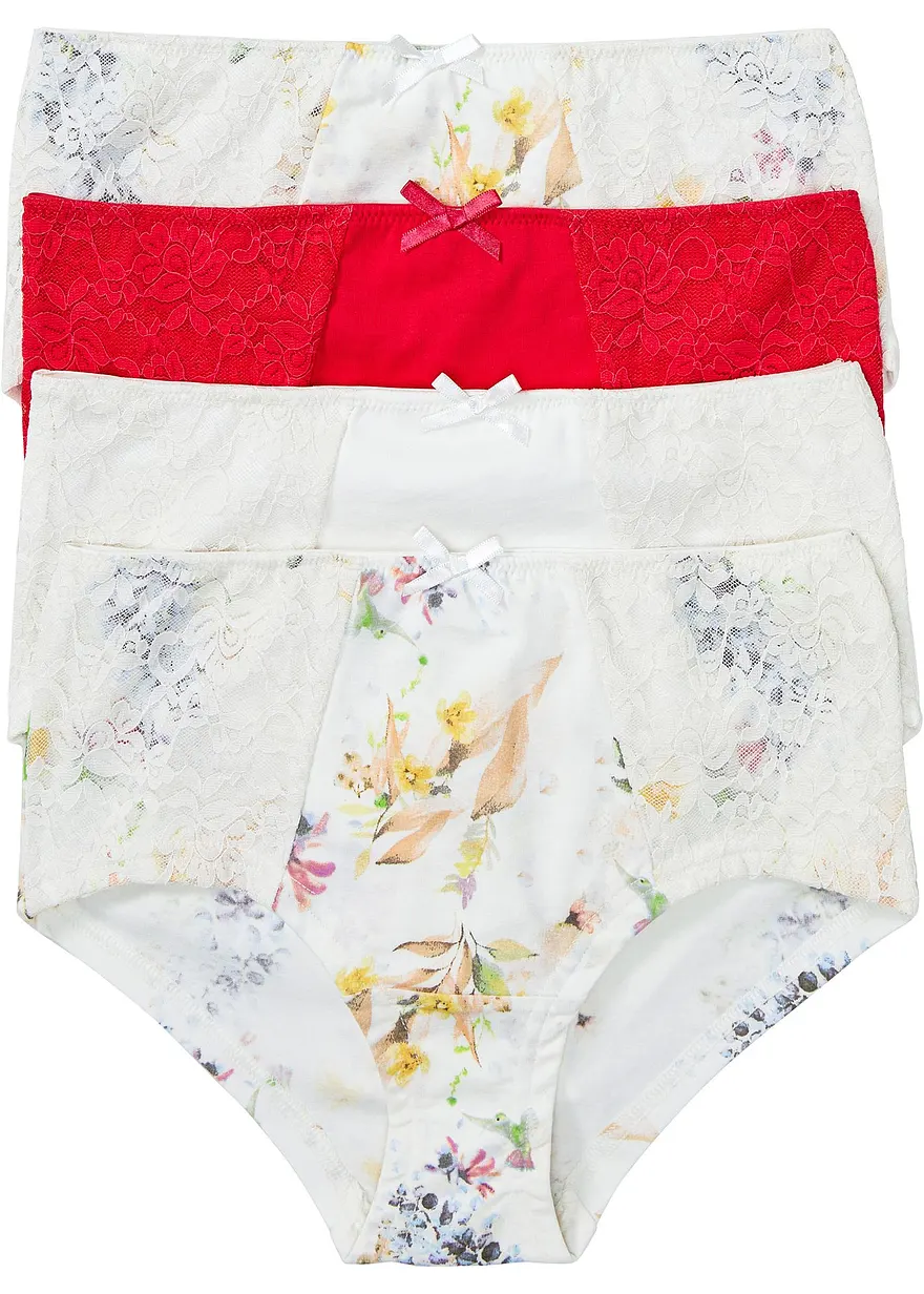 Maxipanty (4er Pack) mit Bio-Baumwolle in weiß von vorne - bonprix
