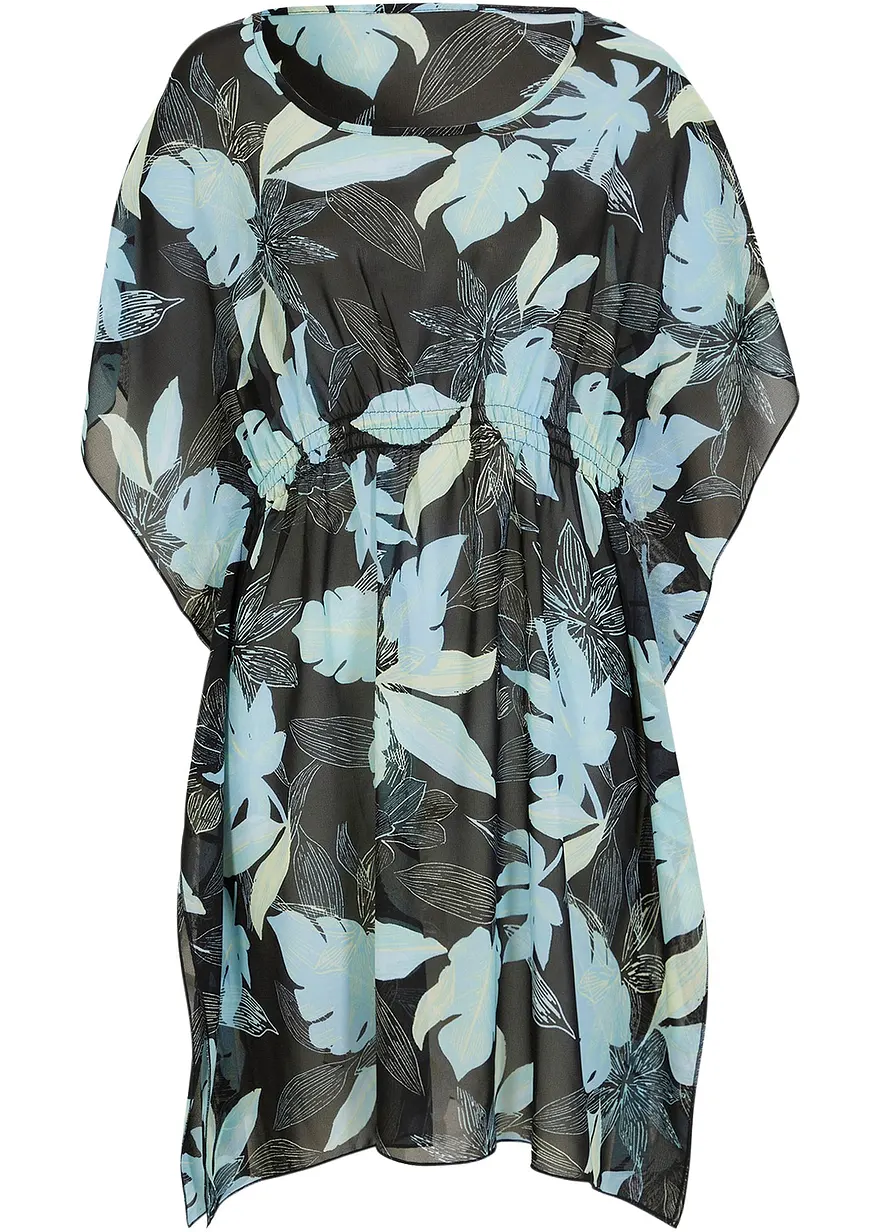 Chiffon Strand Tunika in schwarz von vorne - bonprix