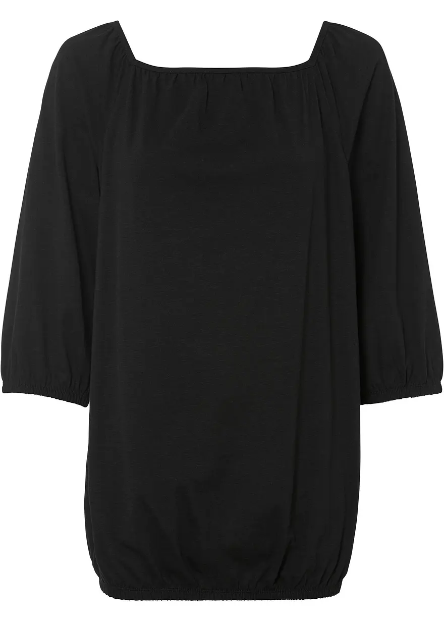 Shirtbluse aus reiner Bio-Baumwolle in schwarz von vorne - bonprix