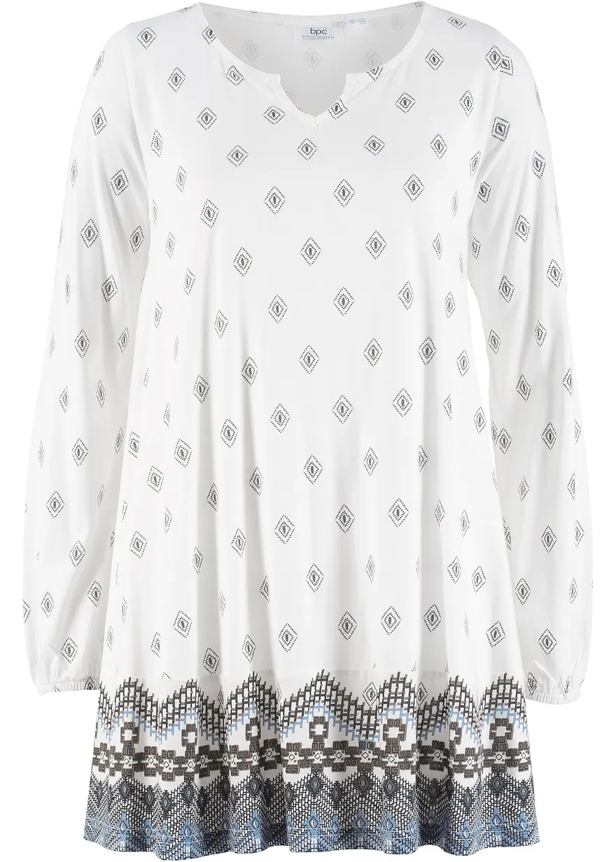 Shirt-Tunika aus Baumwoll-Viskose-Mix in weiß von vorne - bonprix