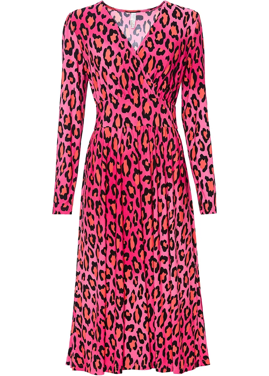 Jerseykleid mit Tailleneinsatz in pink von vorne - bonprix