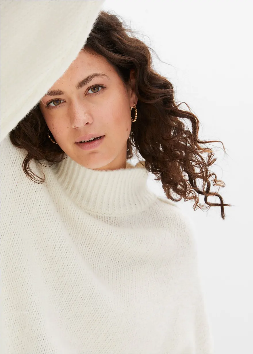 Grobstrick-Pullover in weiß (Detailaufnahme) - bonprix