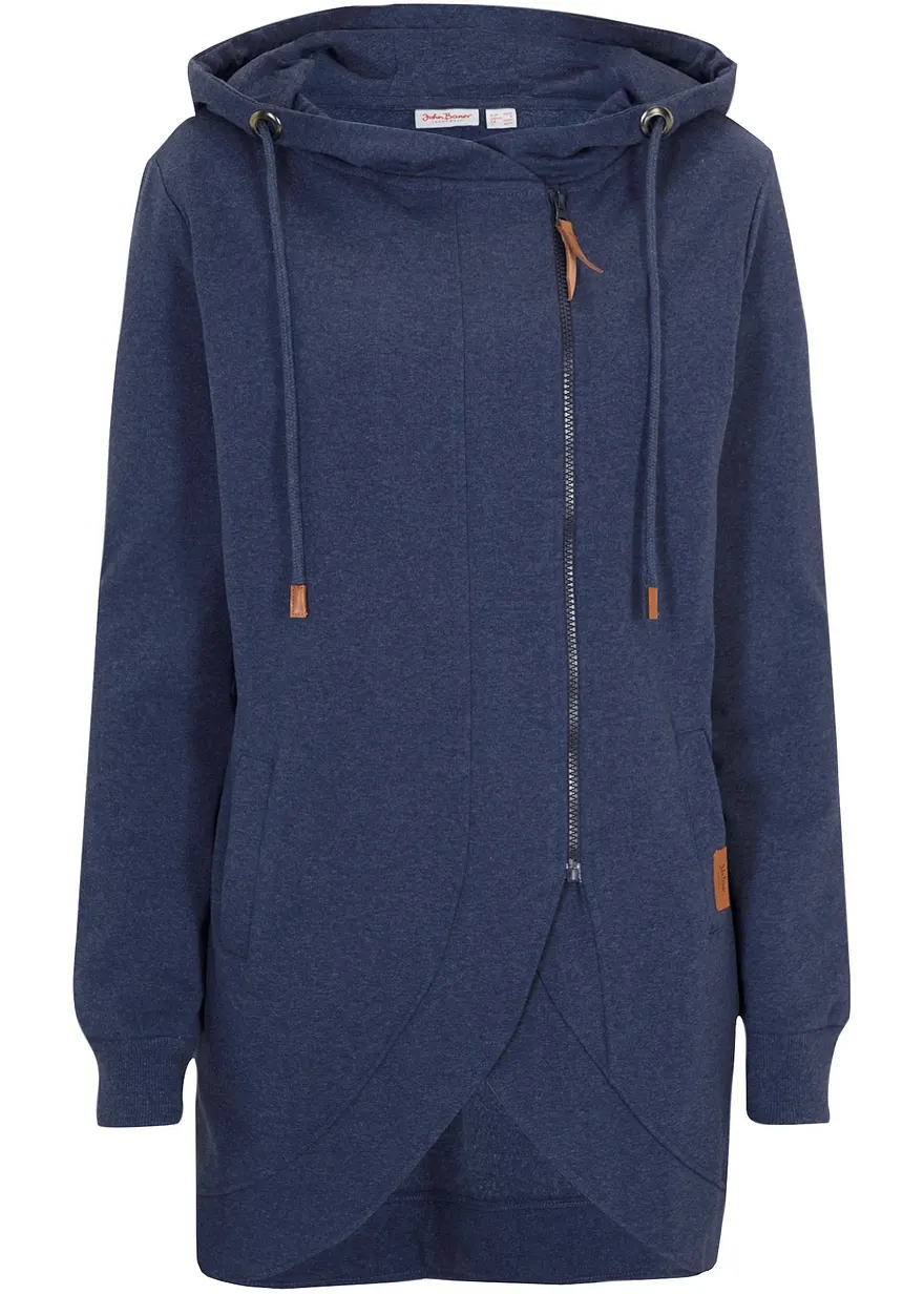 Kapuzen-Sweatjacke in blau von vorne - bonprix