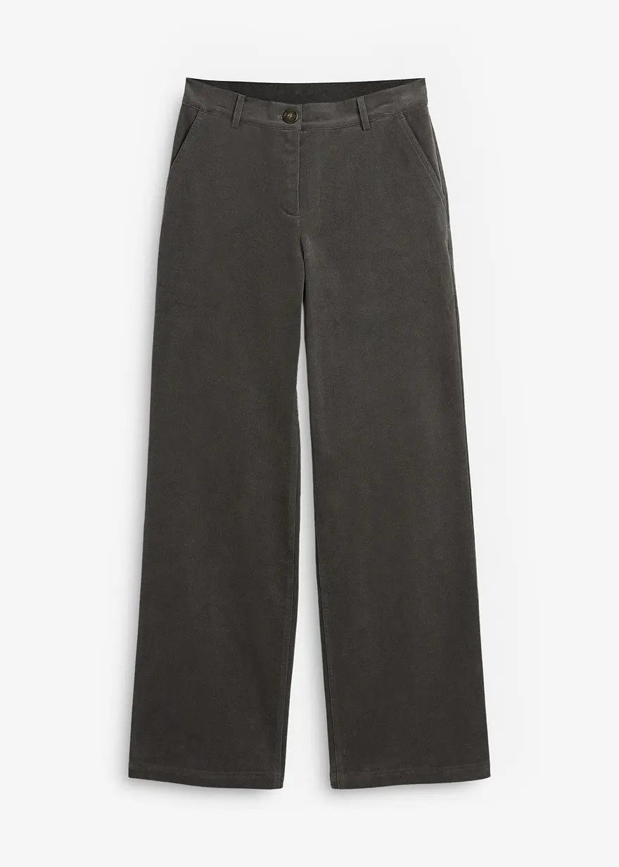 Cordhose aus Bio-Baumwolle mit Stretch in grau von vorne - bonprix
