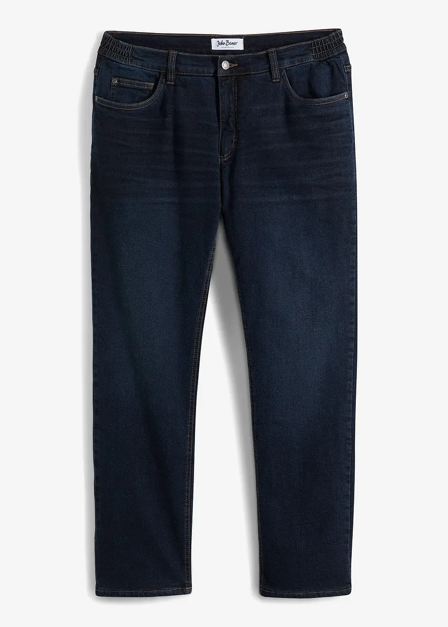 Relaxed Fit Stretch-Thermojeans mit Fleecefutter, Straight in blau von vorne - bonprix