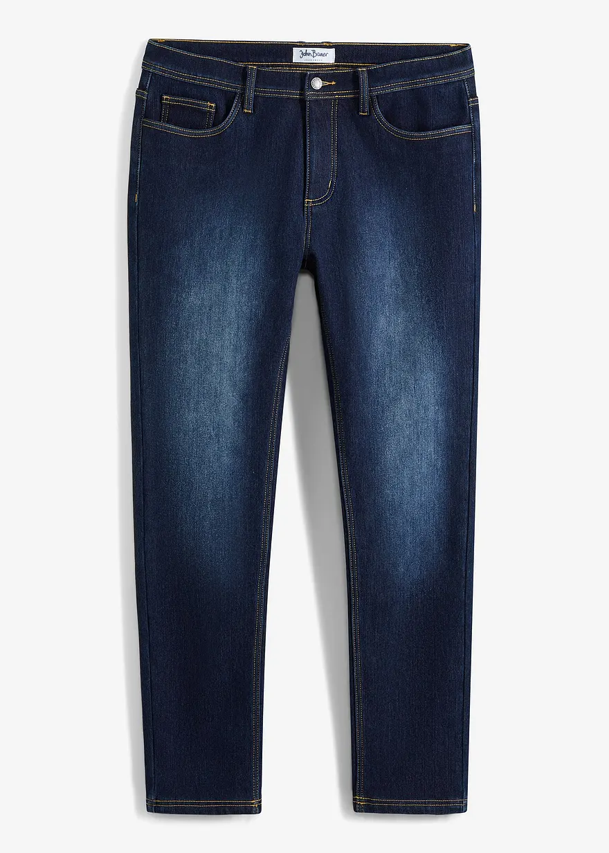 Thermo Regular Fit Stretchjeans mit wärmender Innenseite, Straight in blau von vorne - bonprix